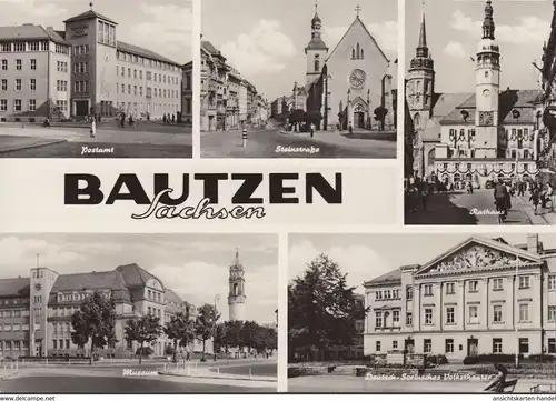 Bautzen, Bureau de poste, Steinstraße, Mairie, Musée, incurvé