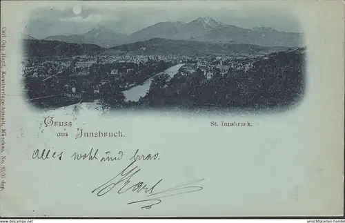 Gruss aus Innsbruck, St. Innsbruck, Mondschein, gelaufen