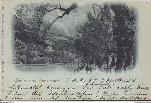 Attention à Innsbruck, Inn Allee, clair de lune, couru en 1899