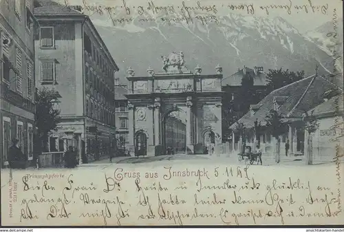 Innsbruck, Porte de Triomphe, clair de lune, couru en 1897