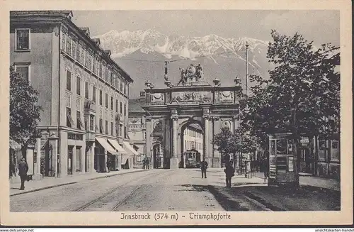 Innsbruck, Triumphpforte, Straßenbahn, ungelaufen