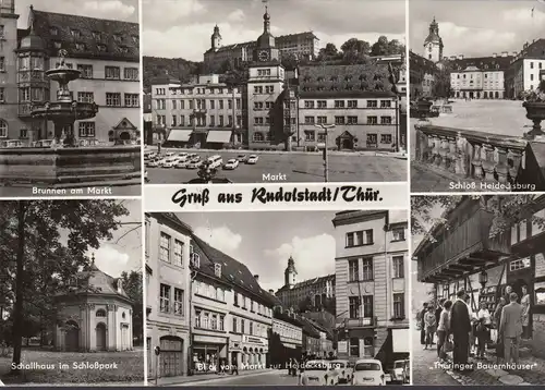 Rudolstadt, Brunnen, Markt, Automobile Geschäft, ungelaufen