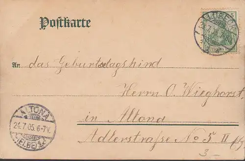 Gruss aus Lübeck, Marienkirche, Petrikirche, Holstentor, gelaufen 1905