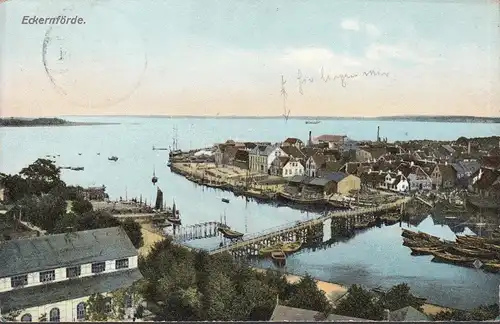 Eckernförde, Panorama, gelaufen 1910