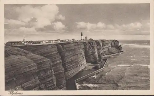 Helgoland, vue sur la ville, phare, église, incurvée