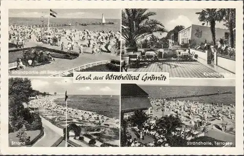 Grömitz, Pont du lac, plage, maison thermale, hall de plage en cours d'exécution 1962