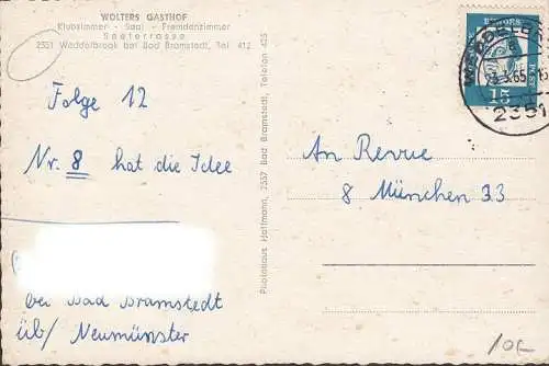 Weddelbrook, Wolters Gasthof, Teich, Kreuz, Speisesaal, gelaufen 1965