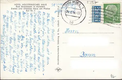 Bad Bramstedt, Hotel Holsteinisches Haus, gelaufen 1954