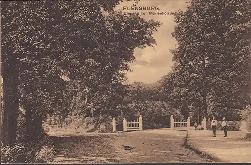 Flensburg, Eingang zur Marienhölzung, Marinepost, gelaufen 1916