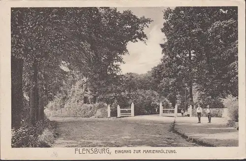Flensburg, Eingang zur Marienhölzung, gelaufen 1911