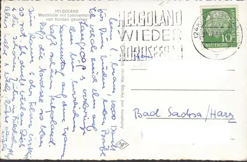 Helgoland, Westküste mit Lummenfelsen, gelaufen 1958