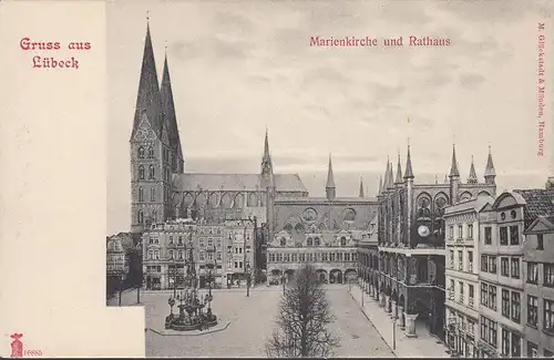 Gruss aus Lübeck, Marienkirche und Rathaus, ungelaufen