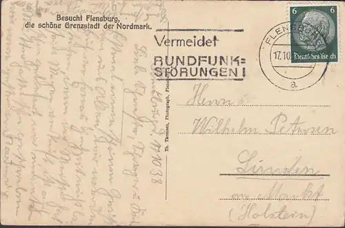 Flensburg, An der Flensburger Förde, gelaufen 1938