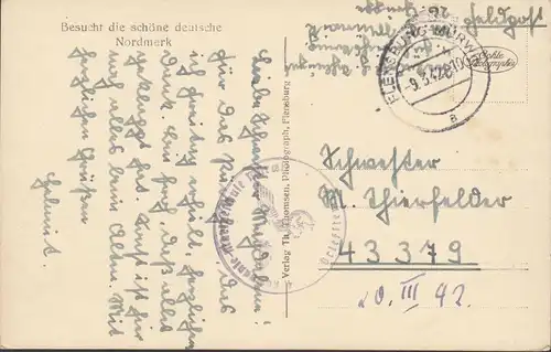 Flensburg, Regate avant Mürwik, Feldpost, couru en 1942