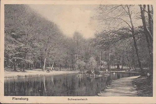 Flensburg, Schwanenteich, gelaufen 1918