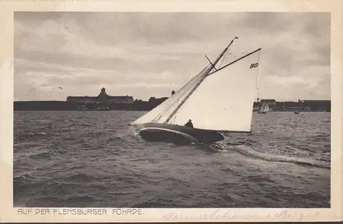 Flensburg, An der Flensburger Föhrde, Segelboot, gelaufen 1911