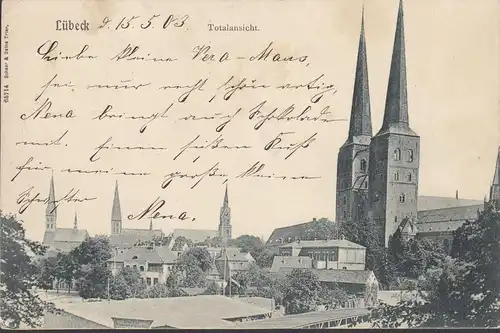 Lübeck, Totalansicht, gelaufen 1903