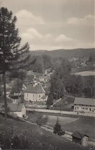 Lacendorf, ville vue, église, couru en 1959