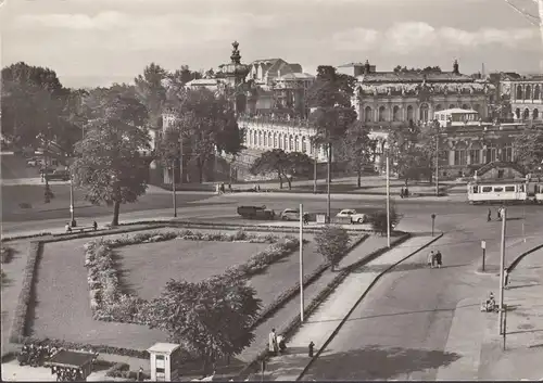 Dresden, Postplatz und Ostra Allee, gelaufen 1960