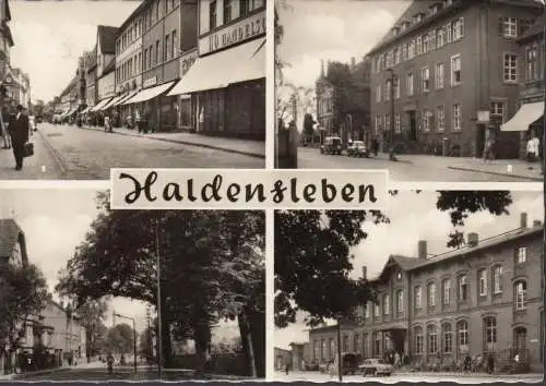 AK Haldensleben, Postamt, Bahnhof, Thälmannstraße, gelaufen 1969