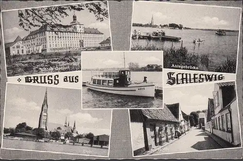Gruß aus Schleswig, Schloß Gottorf, Im Holm, Anlegebrücke, ungelaufen