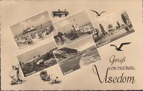 Gruß von der Insel Usedom, Ahlbeck, Bansin, Koserow, gelaufen 1961