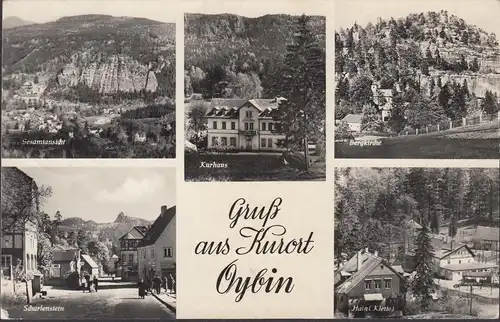 Oybin, Scharfenstein, Hain, Bergkirche, Kurhaus, couru en 1957