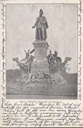 Kiel, Kaiser Wilhelm Denkmal zu Holtenau, gelaufen 1902
