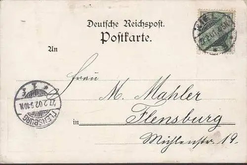 AK Kiel, Kaiser Wilhelm Denkmal zu Holtenau, gelaufen 1902