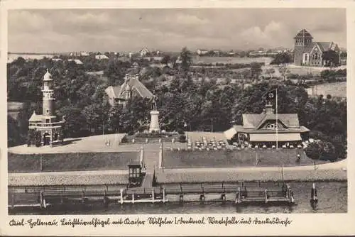 AK Kiel, HK Beflaggung, Leuchtturm, Denkmal, Kirche, gelaufen 1938