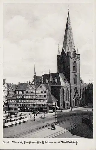 Kiel, Persianische Häuser, Nikolaikirche, Straßenbahn, gelaufen 1937