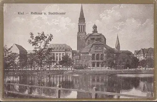 Kiel, Rathaus und Stadttheater, gelaufen 1925