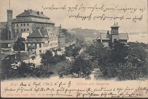 Kiel, Schloß und Seegarten, gelaufen 1903