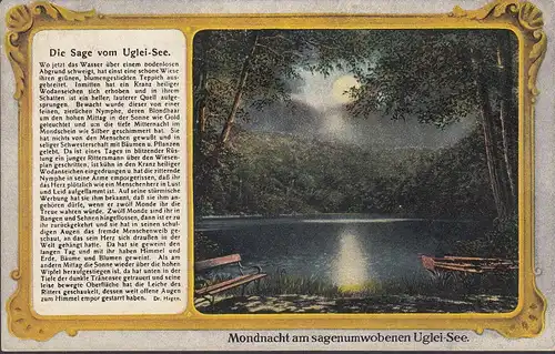 Eutin, Mondnacht am sagenumwobenen Uglei See, gelaufen 1919