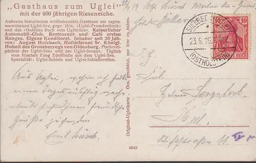 Eutin, Mondnacht am sagenumwobenen Uglei See, gelaufen 1919