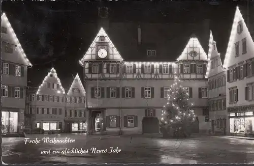 Bad Urach, Frohe Weihnachten, Fleisch Konsum, Hüte und Mützen, gelaufen 1960
