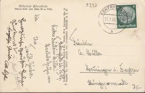 Eckernförde, Fliegeraufnahme, gelaufen 1937