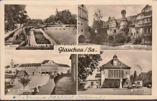 Glauchau, Rosarium, Bahnhof, Stadtmuseum, ungelaufen- datiert 1958