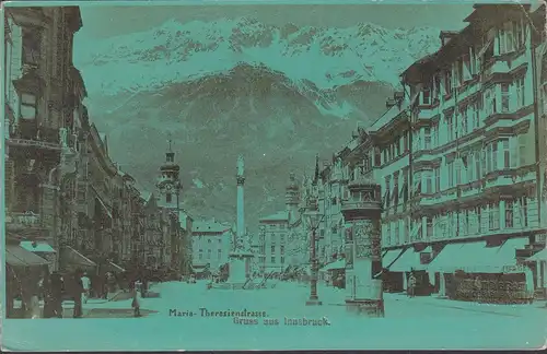 Gruss aus Innsbruck, Maria- Theresienstraße, Litfaßsäule, Koestlins Kaffee, ungelaufen