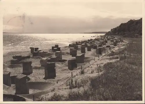 Hohwacht, Strand und Strandkörbe, gelaufen 195?