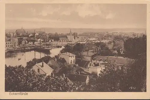 Eckernförde, Stadtansicht, Hafen, Segelschiff, ungelaufen