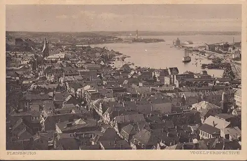 Flensburg, Stadtansicht, Hafen, Segelschiff, ungelaufen