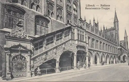 Lubeck, hôtel de ville, escaliers Renaissance, non-roulé