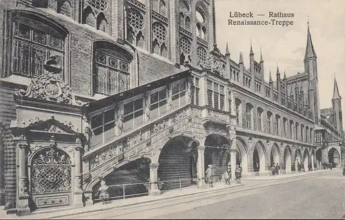 Lübeck, Rathaus, Renaissance Treppe, ungelaufen