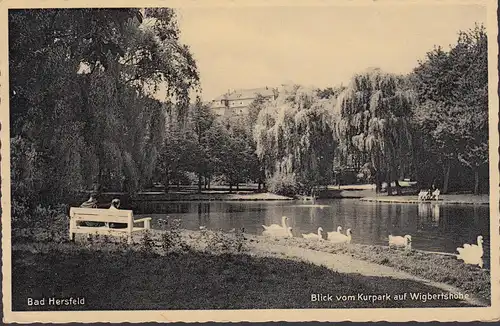 Bad Hersfeld, Blick vom Kurpark auf Wigbertshöhe, gelaufen 1934