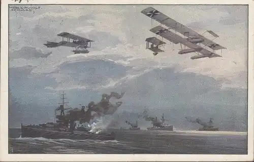 Waffenflugzeuge über der englischen Flotte, gelaufen 1915