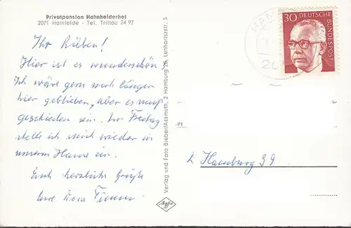 Hamfelde, Privatpension Hahnheiderhof, gelaufen 197?