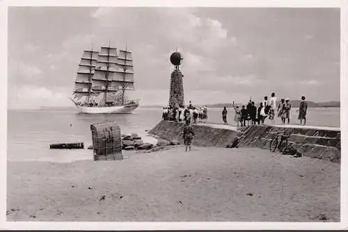 Travemünde, Am Molenkopf, Segelschiff, Strandkorb, ungelaufen