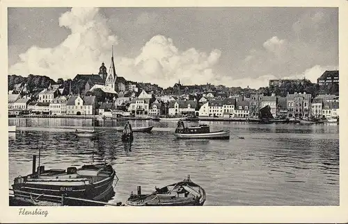 Flensburg, Hafenpartie, Stadtansicht, Schiffe, ungelaufen