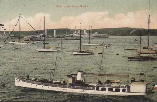 Kiel, Hafen der Kieler Woche, Schiffe und Boote, gelaufen 1912